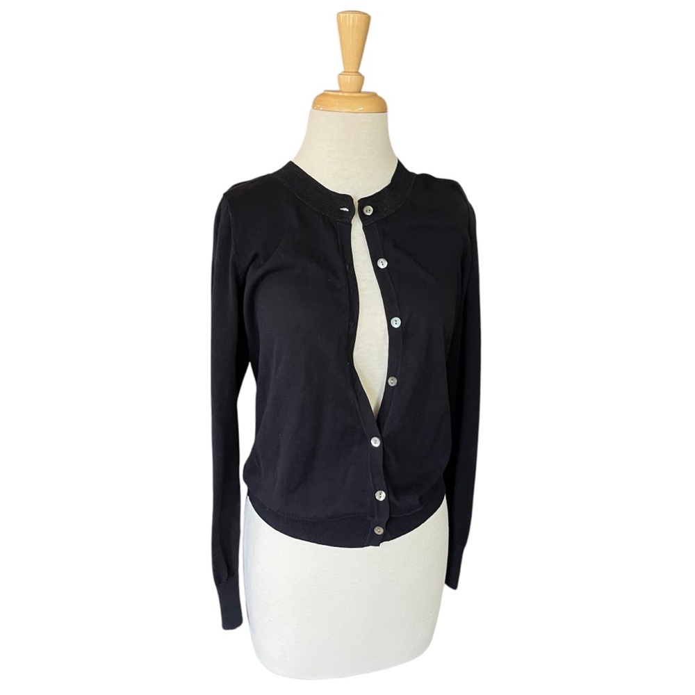 Eddie Bauer, black cotton cardigan, size medium